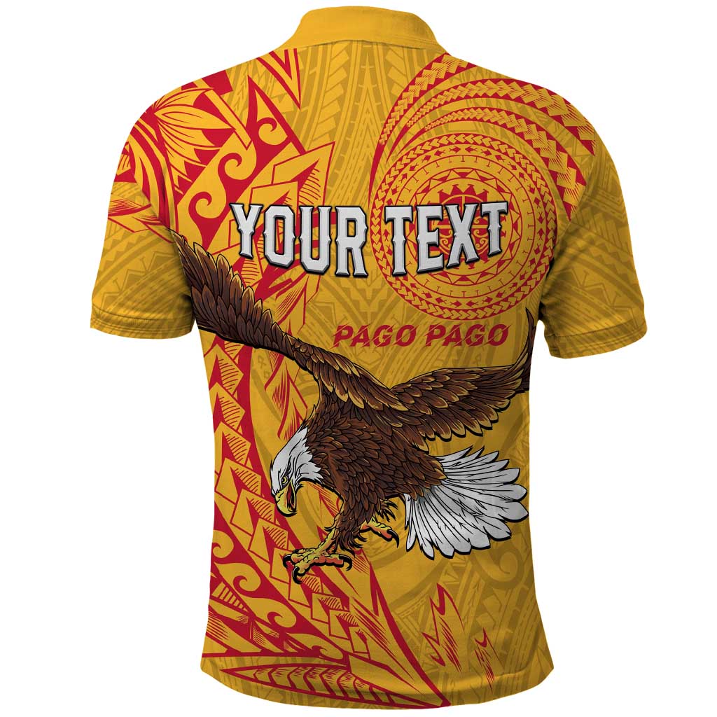 Personalised American Samoa Flag Day Polo Shirt Fautasi Race Pago Pago-Aeto Eagle Wings Tribal Style LT03 - Polynesian Pride