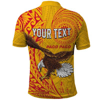 Personalised American Samoa Flag Day Polo Shirt Fautasi Race Pago Pago-Aeto Eagle Wings Tribal Style LT03 - Polynesian Pride
