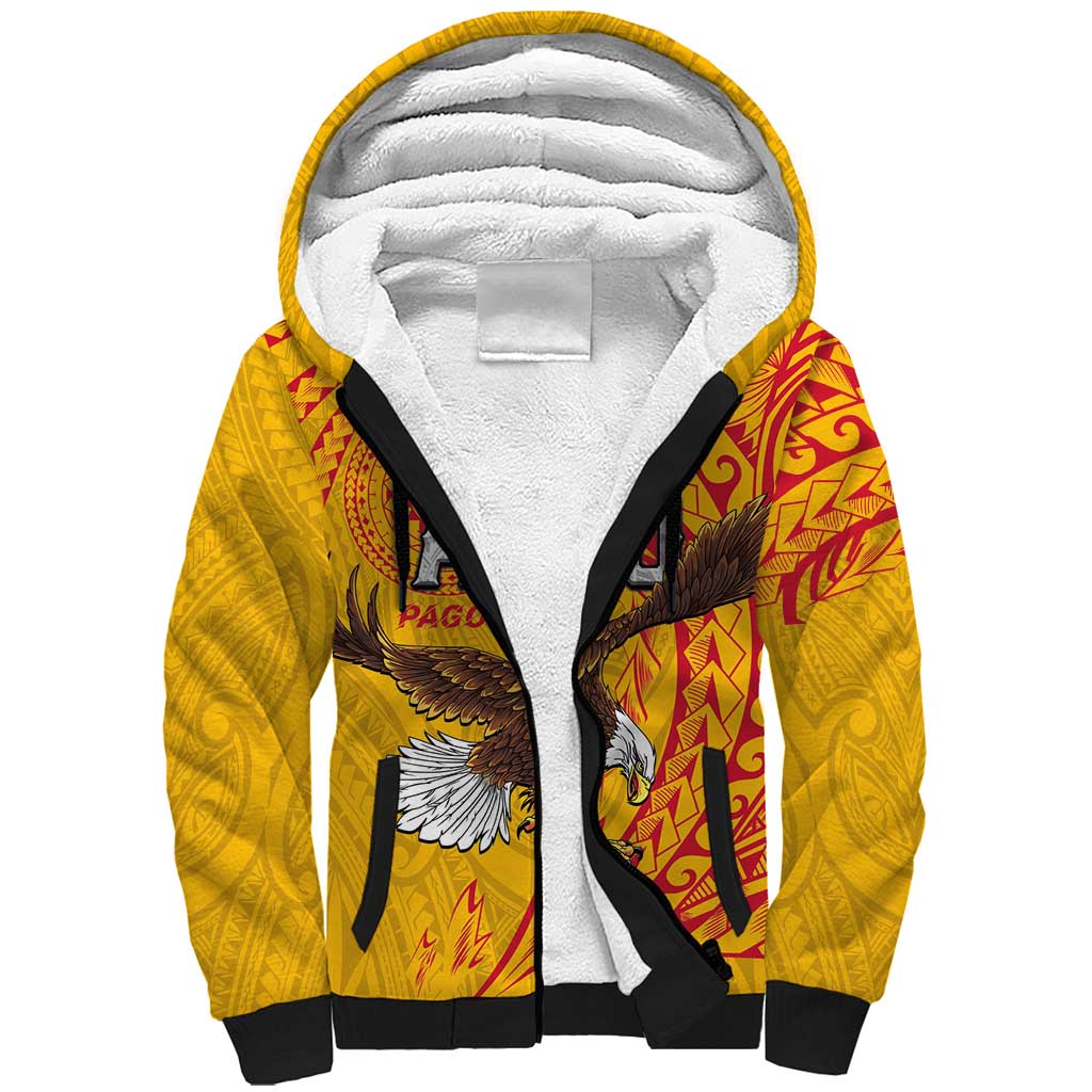 Personalised American Samoa Flag Day Sherpa Hoodie Fautasi Race Pago Pago-Aeto Eagle Wings Tribal Style