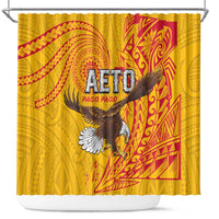 American Samoa Flag Day Shower Curtain Fautasi Race Pago Pago-Aeto Eagle Wings Tribal Style LT03 Multicolor - Polynesian Pride