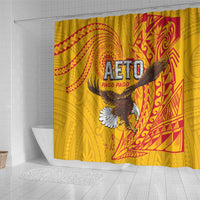 American Samoa Flag Day Shower Curtain Fautasi Race Pago Pago-Aeto Eagle Wings Tribal Style LT03 - Polynesian Pride