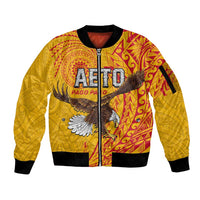 Personalised American Samoa Flag Day Sleeve Zip Bomber Jacket Fautasi Race Pago Pago-Aeto Eagle Wings Tribal Style LT03 Unisex Multicolor - Polynesian Pride