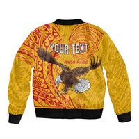 Personalised American Samoa Flag Day Sleeve Zip Bomber Jacket Fautasi Race Pago Pago-Aeto Eagle Wings Tribal Style LT03 - Polynesian Pride