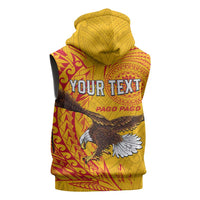 Personalised American Samoa Flag Day Sleeveless Hoodie Fautasi Race Pago Pago-Aeto Eagle Wings Tribal Style LT03 - Polynesian Pride