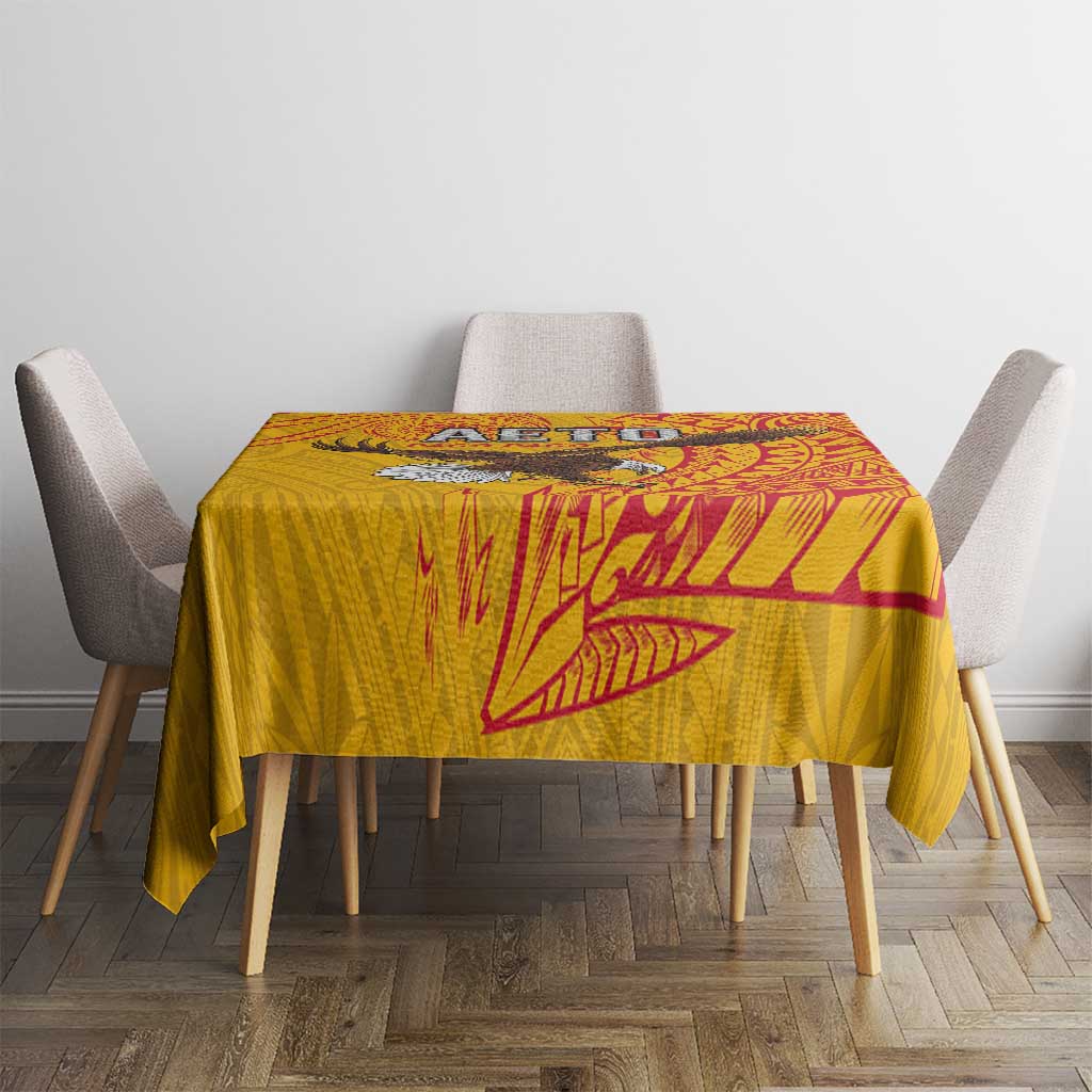American Samoa Flag Day Tablecloth Fautasi Race Pago Pago-Aeto Eagle Wings Tribal Style
