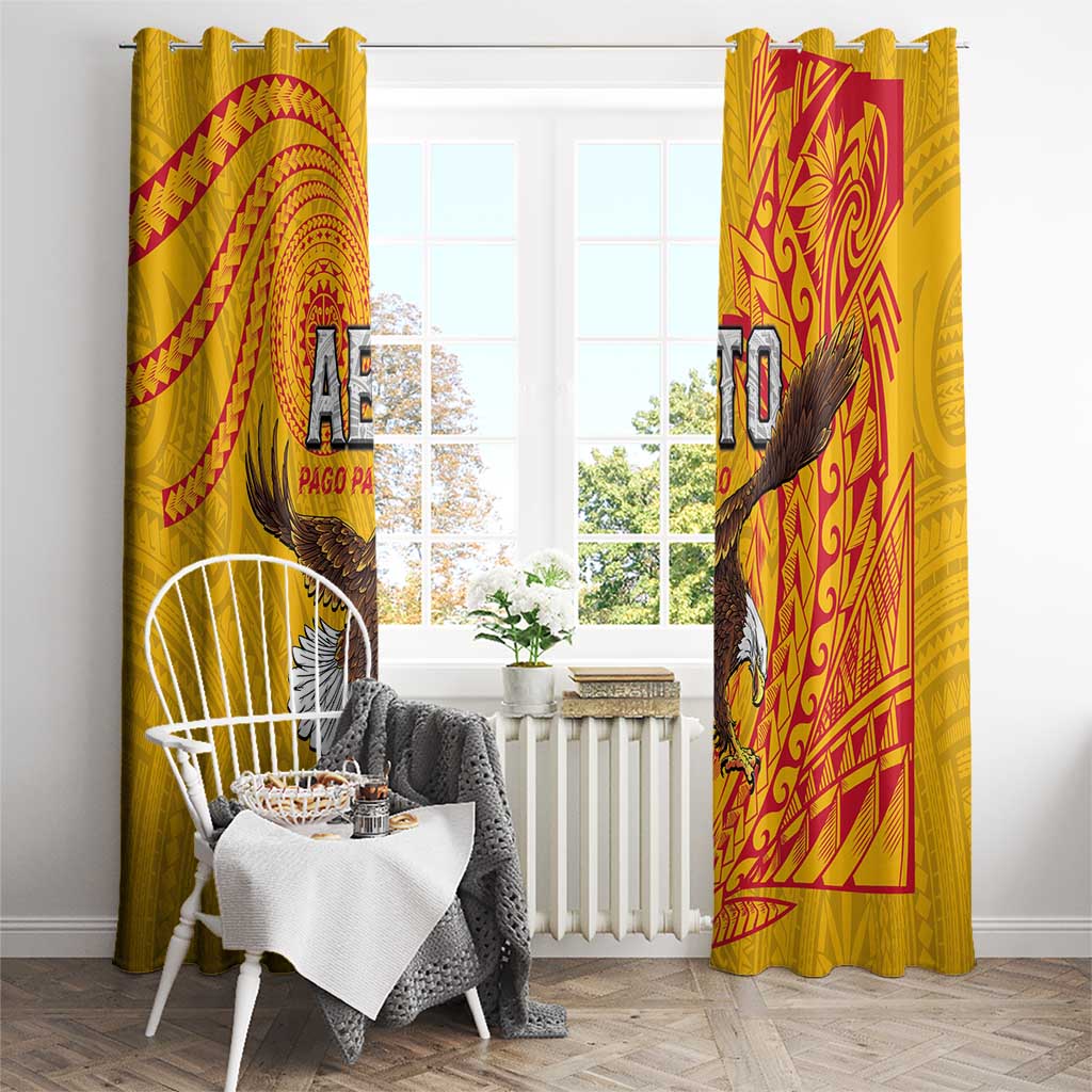 American Samoa Flag Day Window Curtain Fautasi Race Pago Pago-Aeto Eagle Wings Tribal Style
