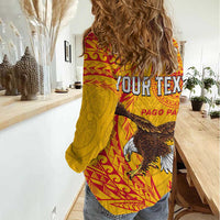 Personalised American Samoa Flag Day Women Casual Shirt Fautasi Race Pago Pago-Aeto Eagle Wings Tribal Style
