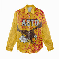 Personalised American Samoa Flag Day Women Casual Shirt Fautasi Race Pago Pago-Aeto Eagle Wings Tribal Style