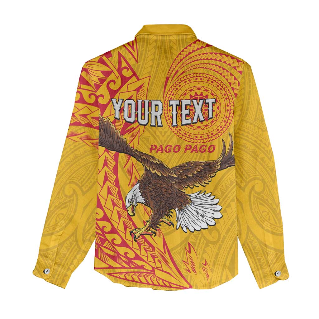 Personalised American Samoa Flag Day Women Casual Shirt Fautasi Race Pago Pago-Aeto Eagle Wings Tribal Style