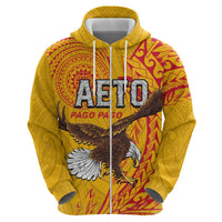 Personalised American Samoa Flag Day Zip Hoodie Fautasi Race Pago Pago-Aeto Eagle Wings Tribal Style LT03 - Polynesian Pride