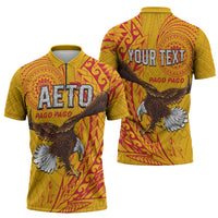 Personalised American Samoa Flag Day Zipper Polo Shirt Fautasi Race Pago Pago-Aeto Eagle Wings Tribal Style LT03 - Polynesian Pride