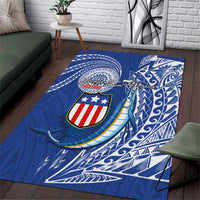 American Samoa Flag Day Area Rug Fautasi Race Fagatogo-Iseula O Le Moana Sailfish Tribal Style