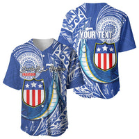 Personalised American Samoa Flag Day Baseball Jersey Fautasi Race Fagatogo-Iseula O Le Moana Sailfish Tribal Style