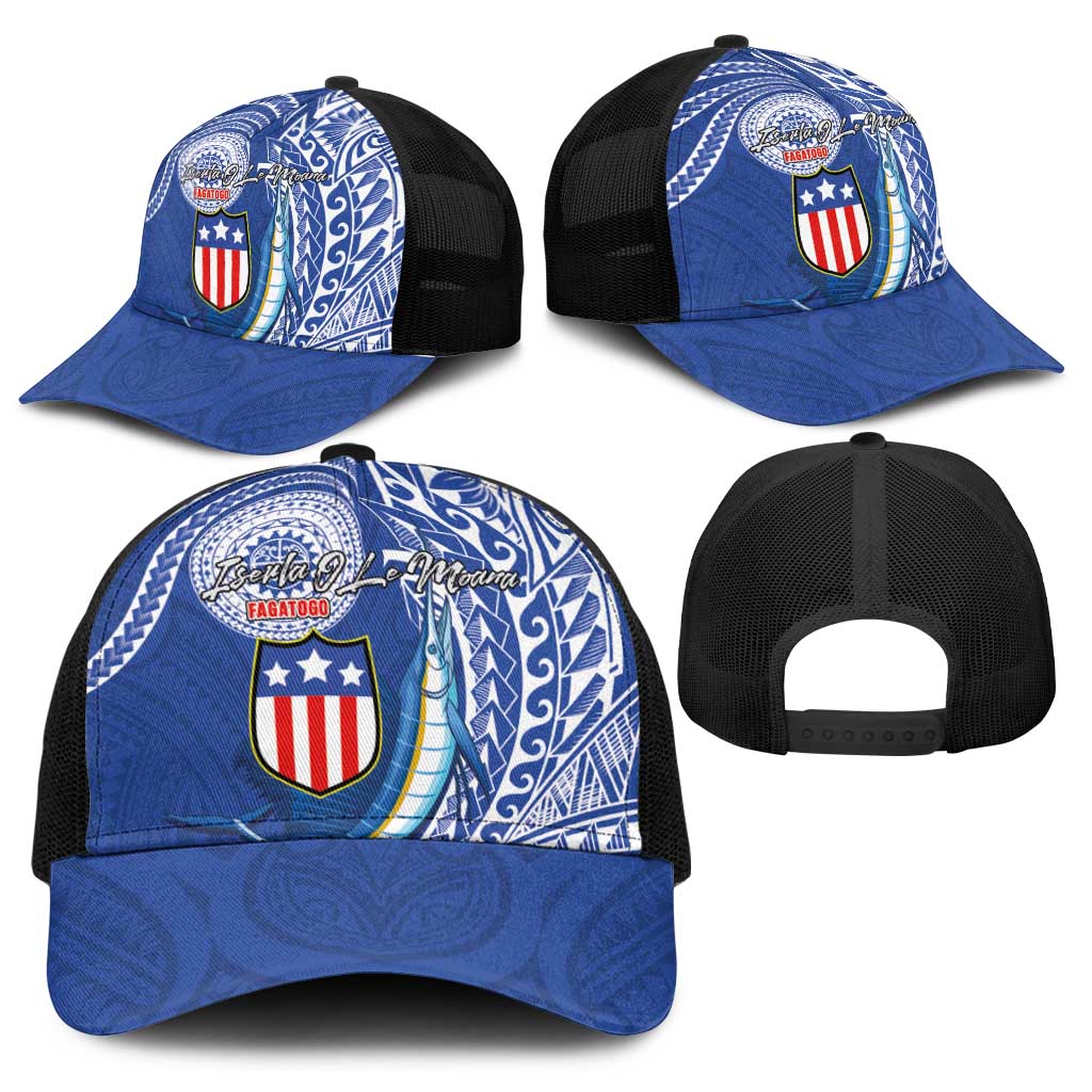 American Samoa Flag Day Baseball Net Cap Fautasi Race Fagatogo-Iseula O Le Moana Sailfish Tribal Style