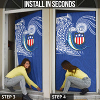 Personalised American Samoa Flag Day Door Cover Fautasi Race Fagatogo-Iseula O Le Moana Sailfish Tribal Style LT03 - Polynesian Pride