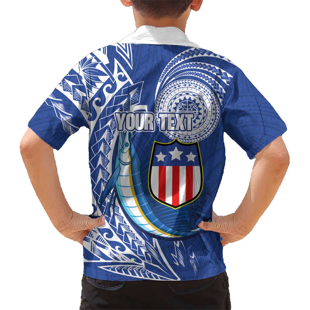 Personalised American Samoa Flag Day Family Matching Long Sleeve Bodycon Dress and Hawaiian Shirt Fautasi Race Fagatogo-Iseula O Le Moana Sailfish Tribal Style LT03 - Polynesian Pride