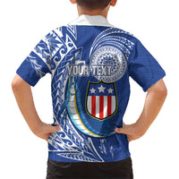 Personalised American Samoa Flag Day Family Matching Off Shoulder Maxi Dress and Hawaiian Shirt Fautasi Race Fagatogo-Iseula O Le Moana Sailfish Tribal Style LT03 - Polynesian Pride