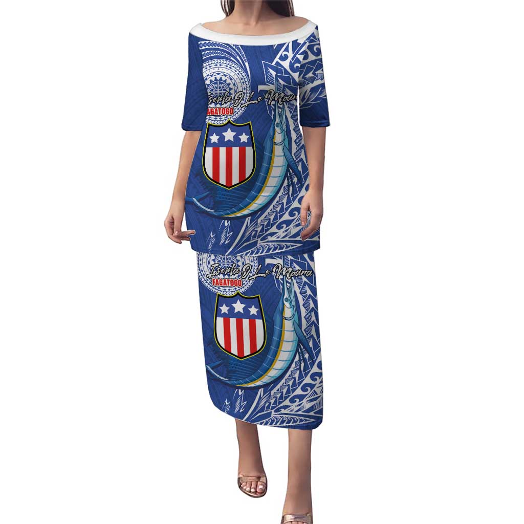 Personalised American Samoa Flag Day Family Matching Puletasi and Hawaiian Shirt Fautasi Race Fagatogo-Iseula O Le Moana Sailfish Tribal Style LT03 Mom's Dress Multicolor - Polynesian Pride