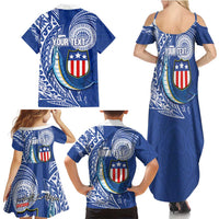 Personalised American Samoa Flag Day Family Matching Summer Maxi Dress and Hawaiian Shirt Fautasi Race Fagatogo-Iseula O Le Moana Sailfish Tribal Style LT03 - Polynesian Pride