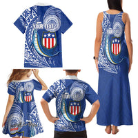 Personalised American Samoa Flag Day Family Matching Tank Maxi Dress and Hawaiian Shirt Fautasi Race Fagatogo-Iseula O Le Moana Sailfish Tribal Style LT03 - Polynesian Pride