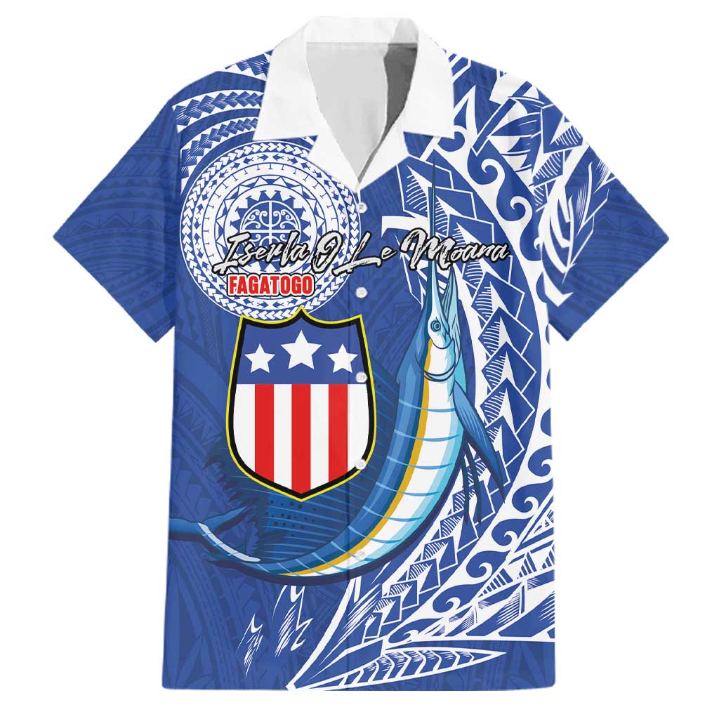 Personalised American Samoa Flag Day Family Matching Tank Maxi Dress and Hawaiian Shirt Fautasi Race Fagatogo-Iseula O Le Moana Sailfish Tribal Style LT03 Dad's Shirt - Short Sleeve Multicolor - Polynesian Pride