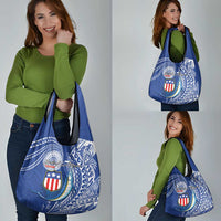 American Samoa Flag Day Grocery Bag Fautasi Race Fagatogo-Iseula O Le Moana Sailfish Tribal Style
