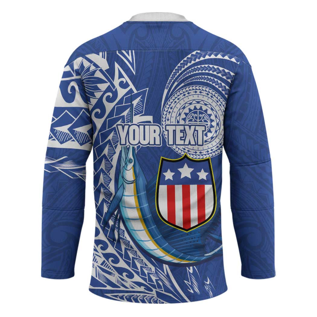 Personalised American Samoa Flag Day Hockey Jersey Fautasi Race Fagatogo-Iseula O Le Moana Sailfish Tribal Style LT03 - Polynesian Pride