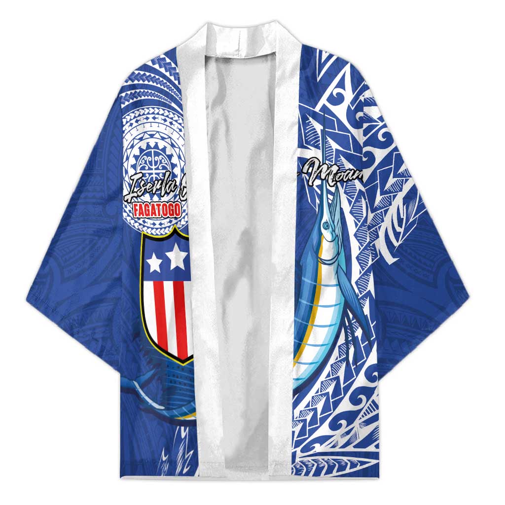 Personalised American Samoa Flag Day Kimono Fautasi Race Fagatogo-Iseula O Le Moana Sailfish Tribal Style