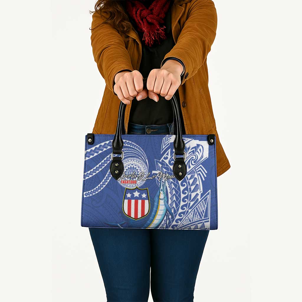 American Samoa Flag Day Leather Bag Fautasi Race Fagatogo-Iseula O Le Moana Sailfish Tribal Style