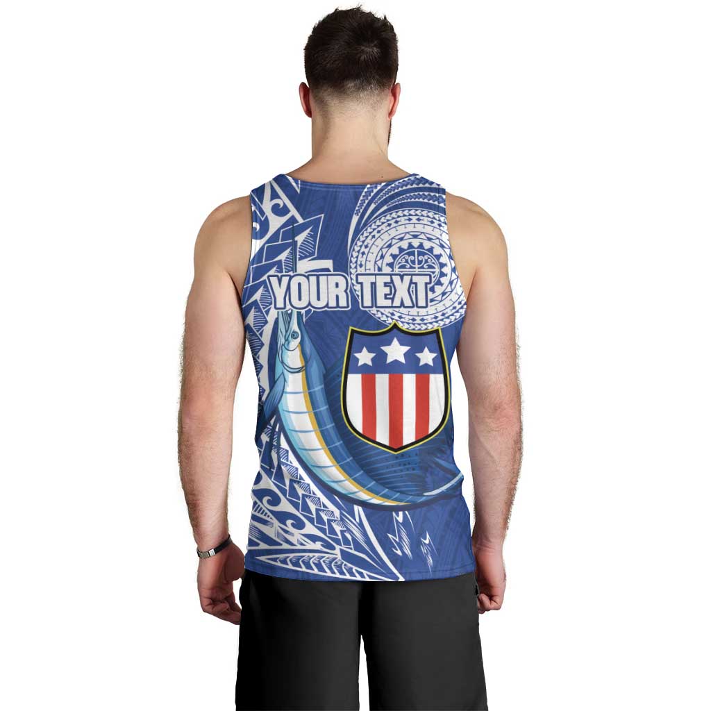 Personalised American Samoa Flag Day Men Tank Top Fautasi Race Fagatogo-Iseula O Le Moana Sailfish Tribal Style LT03 - Polynesian Pride