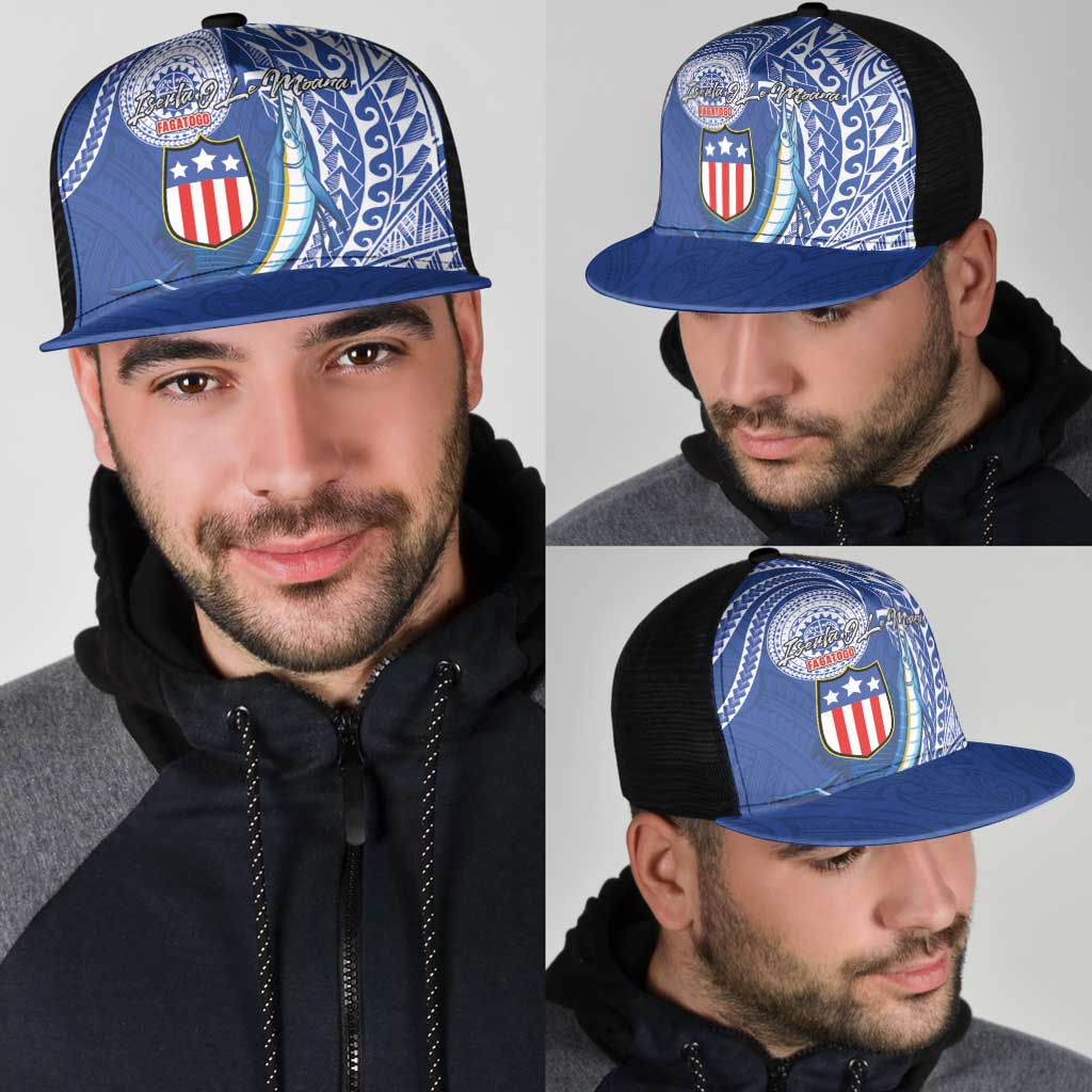 American Samoa Flag Day Mesh Trucker Cap Fautasi Race Fagatogo-Iseula O Le Moana Sailfish Tribal Style