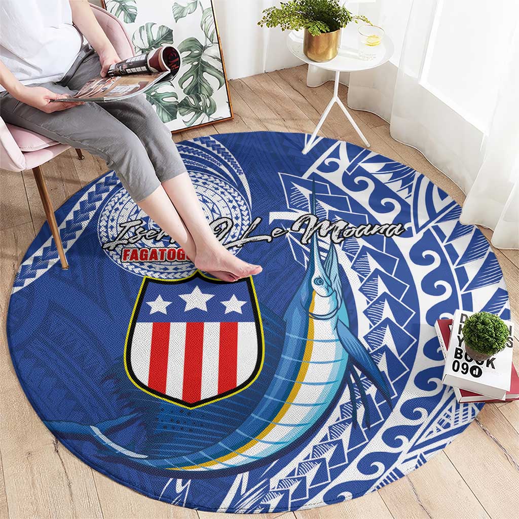 American Samoa Flag Day Round Carpet Fautasi Race Fagatogo-Iseula O Le Moana Sailfish Tribal Style