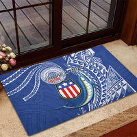 American Samoa Flag Day Rubber Doormat Fautasi Race Fagatogo-Iseula O Le Moana Sailfish Tribal Style