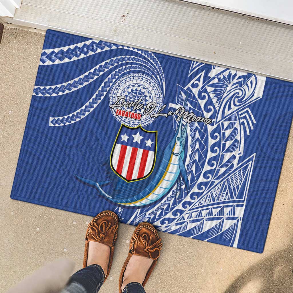 American Samoa Flag Day Rubber Doormat Fautasi Race Fagatogo-Iseula O Le Moana Sailfish Tribal Style