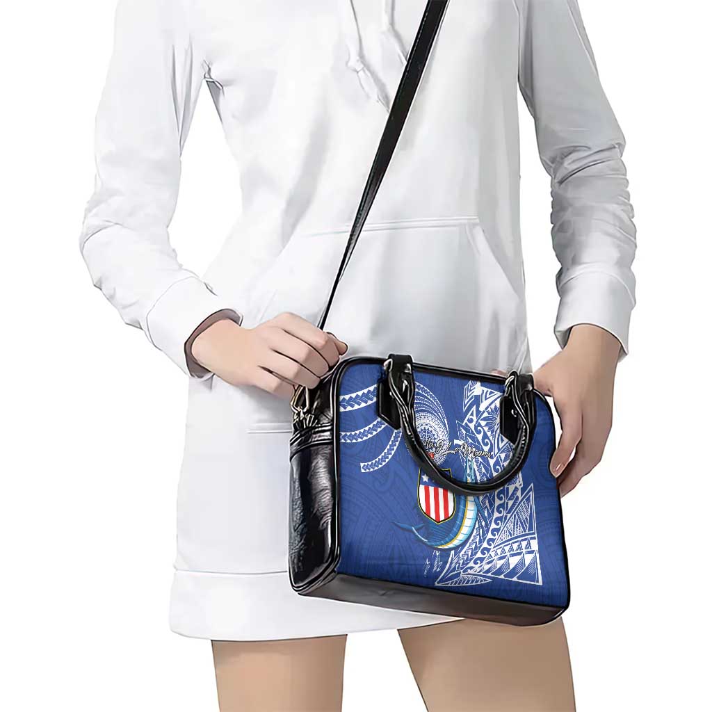 American Samoa Flag Day Shoulder Handbag Fautasi Race Fagatogo-Iseula O Le Moana Sailfish Tribal Style