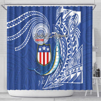 American Samoa Flag Day Shower Curtain Fautasi Race Fagatogo-Iseula O Le Moana Sailfish Tribal Style