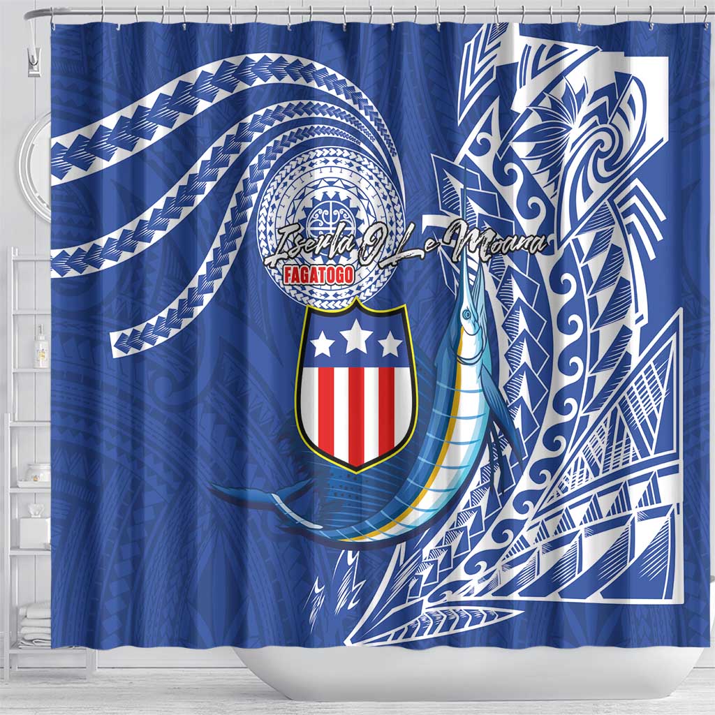 American Samoa Flag Day Shower Curtain Fautasi Race Fagatogo-Iseula O Le Moana Sailfish Tribal Style