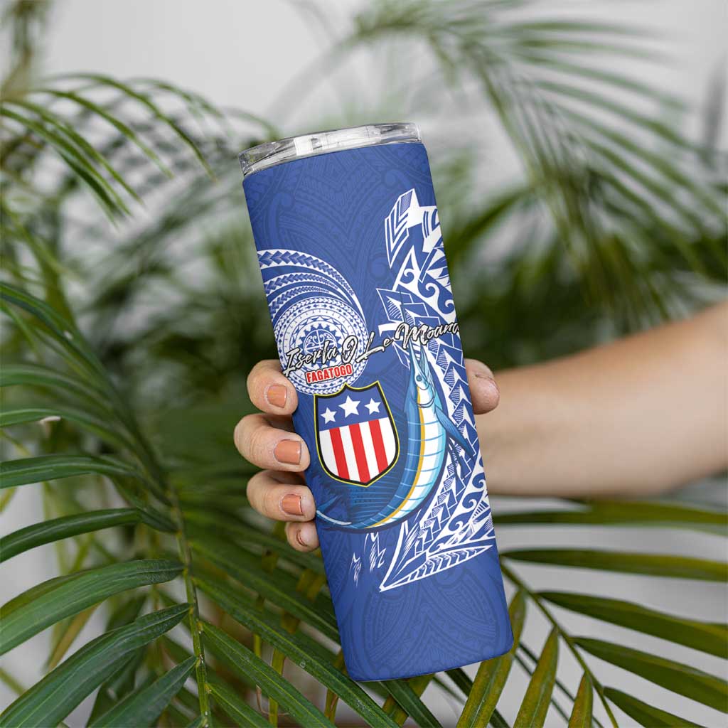 American Samoa Flag Day Skinny Tumbler Fautasi Race Fagatogo-Iseula O Le Moana Sailfish Tribal Style LT03 - Polynesian Pride