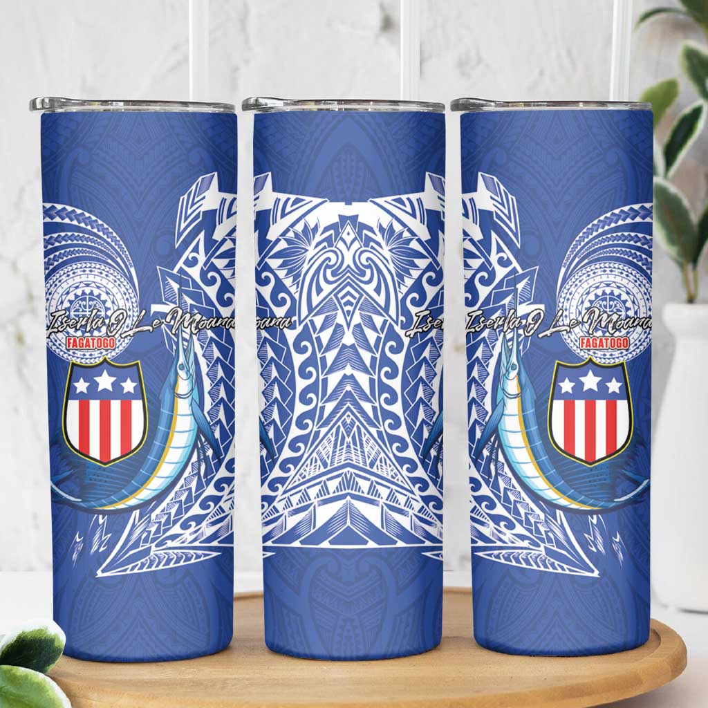 American Samoa Flag Day Skinny Tumbler Fautasi Race Fagatogo-Iseula O Le Moana Sailfish Tribal Style LT03 - Polynesian Pride