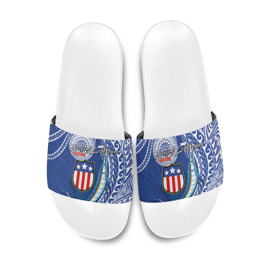 American Samoa Flag Day Slide Sandals Fautasi Race Fagatogo-Iseula O Le Moana Sailfish Tribal Style