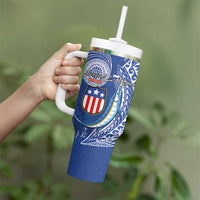 American Samoa Flag Day Tumbler With Handle Fautasi Race Fagatogo-Iseula O Le Moana Sailfish Tribal Style