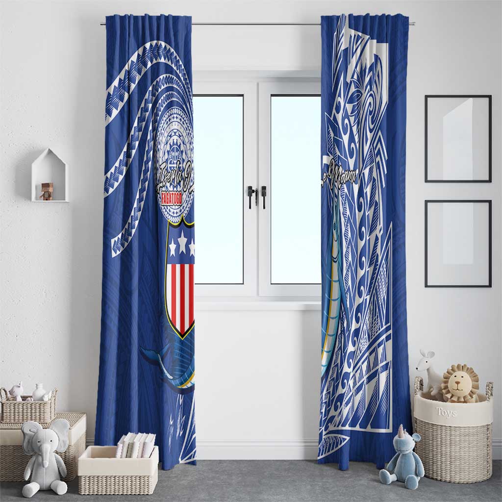 American Samoa Flag Day Window Curtain Fautasi Race Fagatogo-Iseula O Le Moana Sailfish Tribal Style