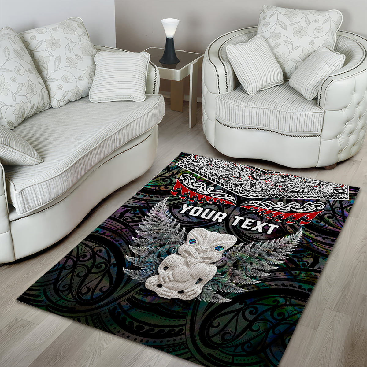 New Zealand Hei Tiki Area Rug Maori Green Papua Shell Pattern LT03 - Polynesian Pride