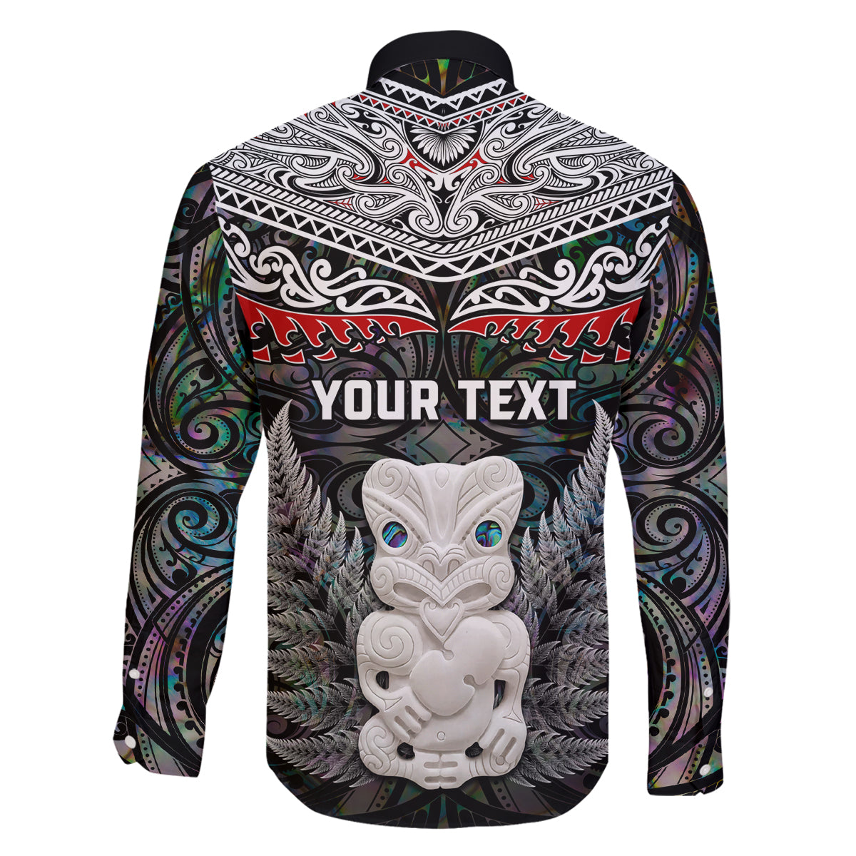 New Zealand Hei Tiki Family Matching Off Shoulder Long Sleeve Dress and Hawaiian Shirt Maori Green Papua Shell Pattern LT03 - Polynesian Pride