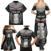 New Zealand Hei Tiki Family Matching Summer Maxi Dress and Hawaiian Shirt Maori Green Papua Shell Pattern LT03 - Polynesian Pride