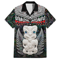 New Zealand Hei Tiki Family Matching Summer Maxi Dress and Hawaiian Shirt Maori Green Papua Shell Pattern LT03 Dad's Shirt - Short Sleeve Green - Polynesian Pride