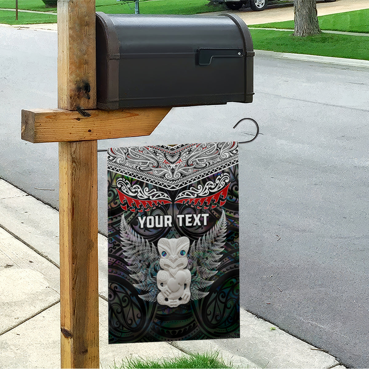 New Zealand Hei Tiki Garden Flag Maori Green Papua Shell Pattern LT03 - Polynesian Pride