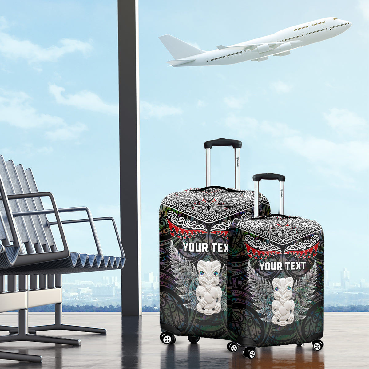 New Zealand Hei Tiki Luggage Cover Maori Green Papua Shell Pattern LT03 - Polynesian Pride