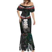 New Zealand Hei Tiki Mermaid Dress Maori Green Papua Shell Pattern LT03 - Polynesian Pride
