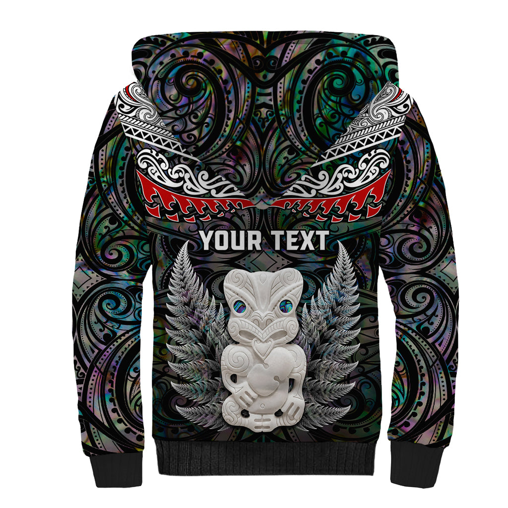 New Zealand Hei Tiki Sherpa Hoodie Maori Green Papua Shell Pattern LT03 - Polynesian Pride